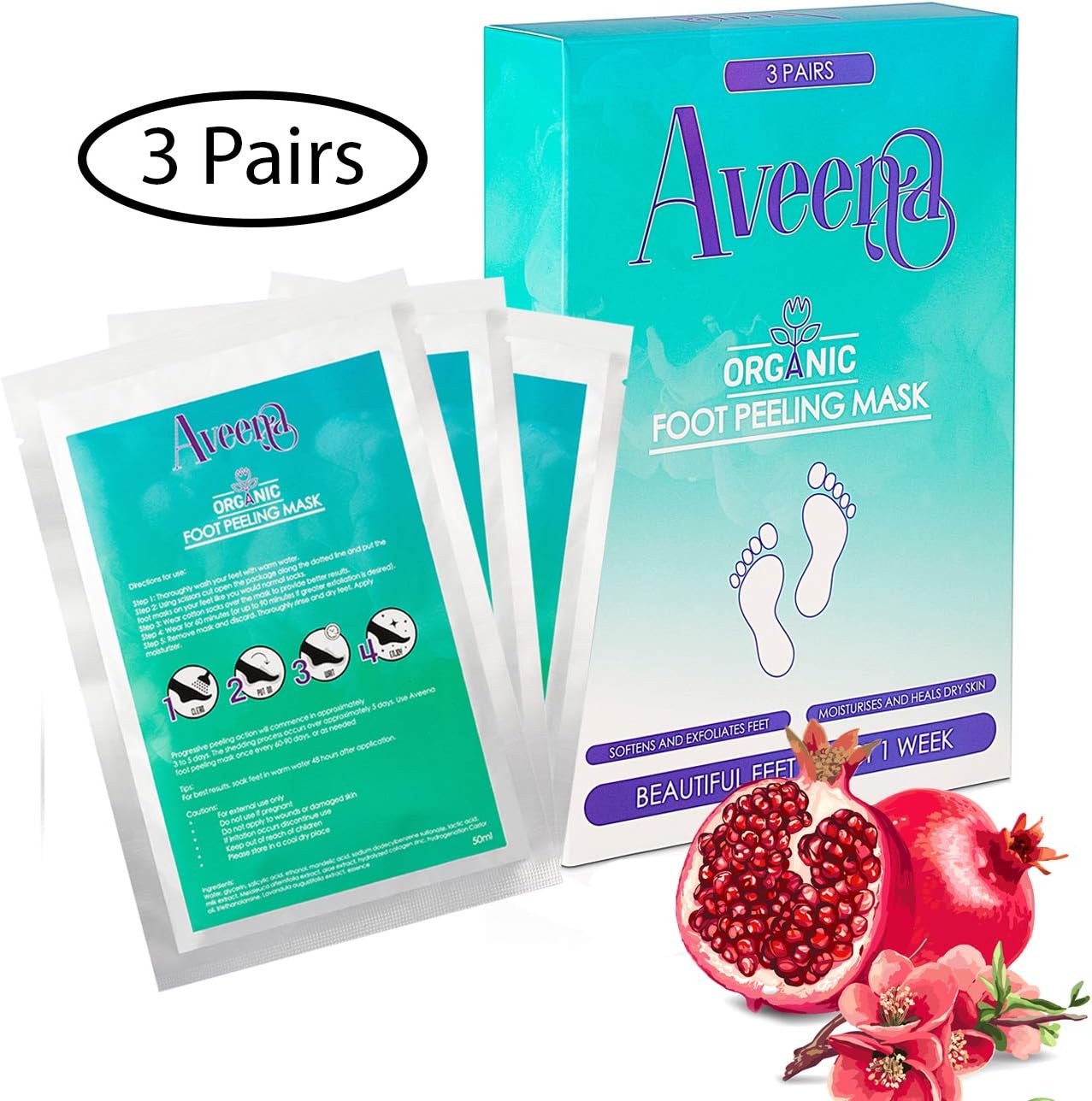 3 Pairs Foot Peel Mask, Exfoliating Peeling Socks, Callus Remover, Treatment For Dry, Damaged Hard and Rough skin, Cracked Heel Detox with Plant Extract, Organic Exfoliator To Remove Dead Skin Cells