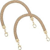Framendino, 2 Pack Metal Purse Strap Crystal Replacement Chain for Women Cross Body Shoulder Bag 11.8 Inch Gold
