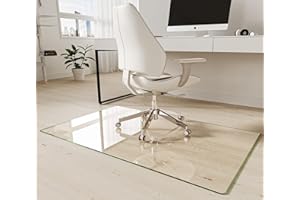 Koonmi Tempered Glass Chair Mat 30"x48" - Premium Office Chair Mat for Hardwood Floors & Low-Pile Carpet with 4 Non-Slip Pads - Thick Scratch-Resistant Surface