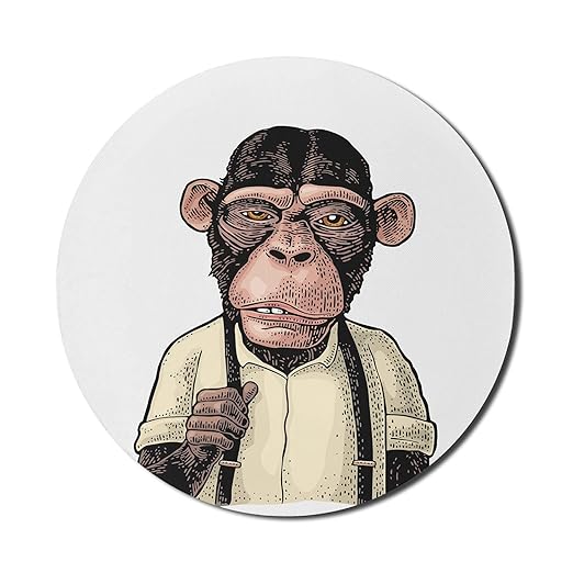 Ape Mouse Pad für Computer, lustiger Comic-Stil gezeichneter Affe trägt