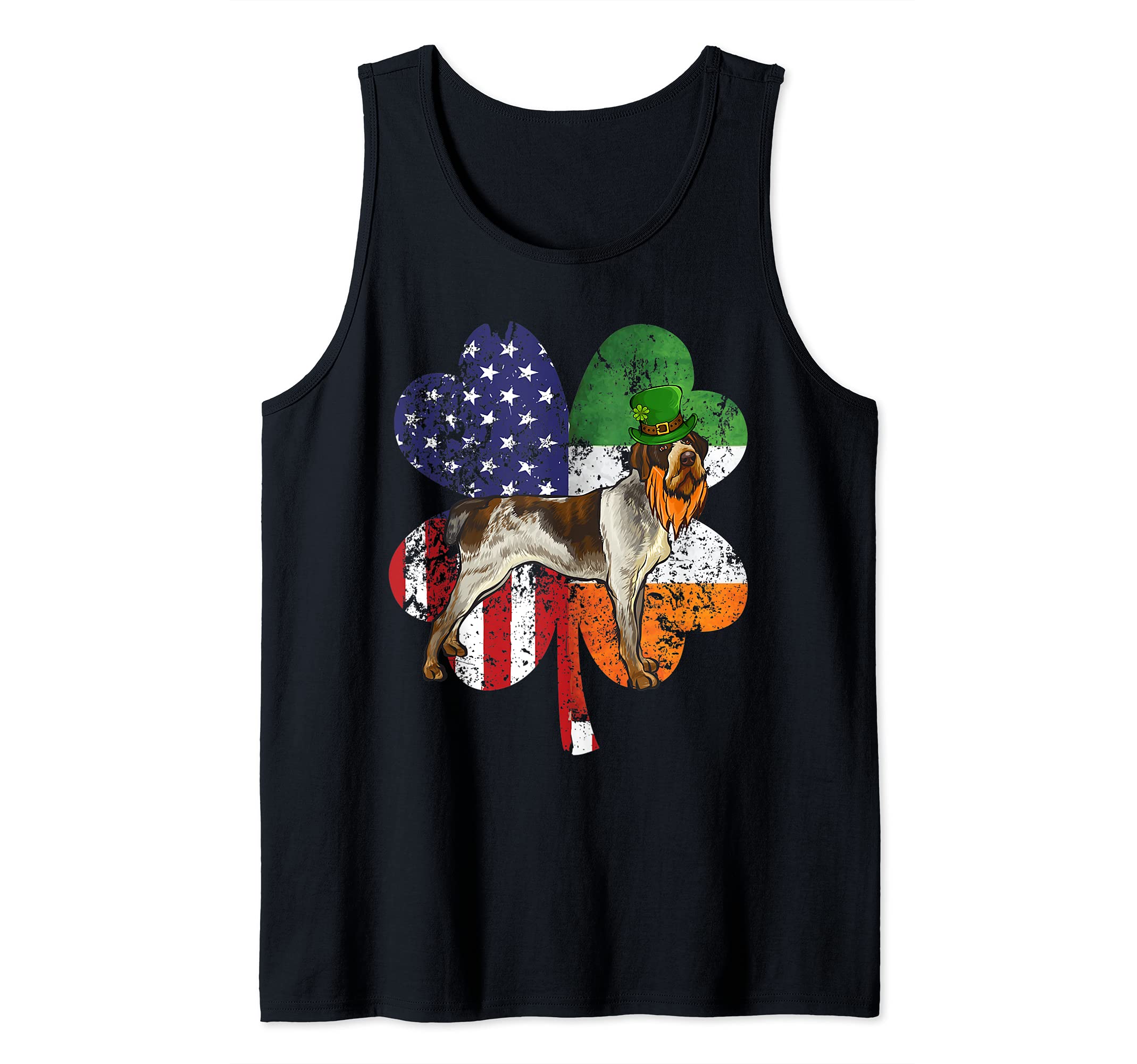 St Patricks Day Irish American Flag Wirehaired Pointer Dog Tank Top