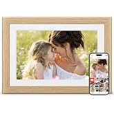 Frameo 10.1" WiFi Digital Picture Frame, Electronic Photo Frames | 32GB Storage, 1280x800 HD IPS Touch Screen, Slideshow, Send Photos &amp; Videos from Phone, Gifts for Grandparents, Natural Wood