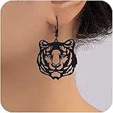 Tiger Earrings for Women Hollow Carved Tiger Dangle Earrings Game Day Earring Vintage Animal Fashion Jewelry Gifts