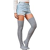 WODECASA Women's Cable Knitted Thigh High Socks Leg Warmers Extra Long Warm Over Knee High Winter Stockings
