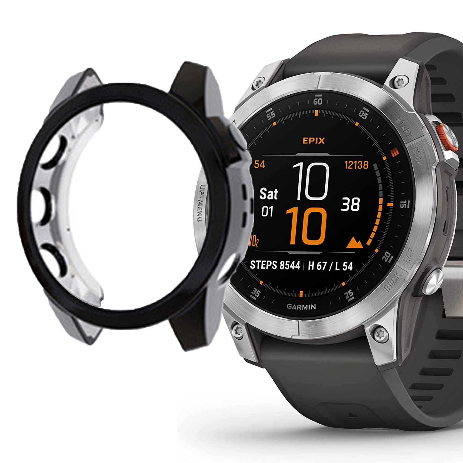 Compatible for Garmin epix Gen 2, Lamshaw TPU Silicone Slim Plated Case Shock-Proof Cover All-Around Protective Bumper Shell Compatible for Garmin epix Gen 2 (Plating case-Black)