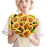 cagulax Birthday Gifts for Women Sunflower, Self Care Birthday Gifts for Best Friend, Mom, Sister, Wife, Grandma, Teacher, Cozy Throw & Decor Sunflower Crochet Flowers Bouquet Blanket 31 Inches