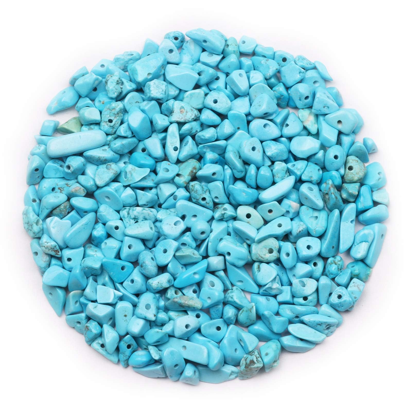 500Pcs Blue Turquoise Irregular Natural Gemstone Chips Beads, 5-8mm Drilled Crystals Beads for Jewellery Making, Crystal Tumbled Chips for Bracelet Crafting — image 1