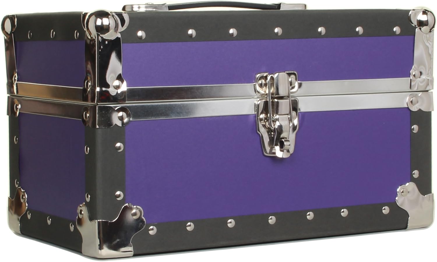Gilbin Summer Camp and College Dorm Mini Storage Trunk Organizer Keepsake Box Treasure Chest Footlocker Size 14" L x 8" H x 8" W Purple