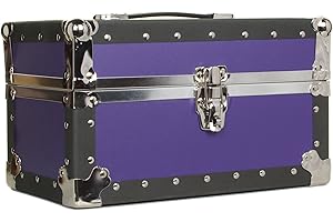 Gilbins Summer Camp and College Dorm Mini Storage Trunk Organizer Keepsake Box Treasure Chest Footlocker Size 14" L x 8" H x 8" W Purple