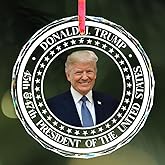 Trump Christmas Ornaments 2025 - Donald Trump Ornament - Glass Christmas Tree Decoration - 45-47 President Donald Trump Merchandise Supporters (White)