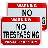 No Trespassing Sign 2-Pack,10x7in Rustproof Alu, Upgraded Bold Easyread Fnt | UV Fade Resistant, Weatherproof, Easy to Mount Security Sign for Home, Business &amp; Driveway Juggtint