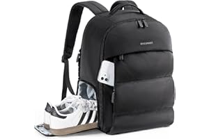 BAGSMART 30L Travel Backpack for Women, Carry on Backpack for Airplanes, Gym Backpack with Shoe Compartment, Lightweight Travel Bag Fits 15.6 Inch, Water-Resistant, Black