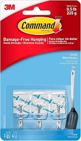 Command 17067CLR Small Wire Hook with 4 Strips Clear Pack of 3