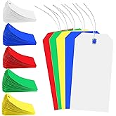 500 Plastic Shipping Tags with Wire - Waterproof Heavy Duty Labels with String Wires - Colorful, 4 3/4 x 2 3/8