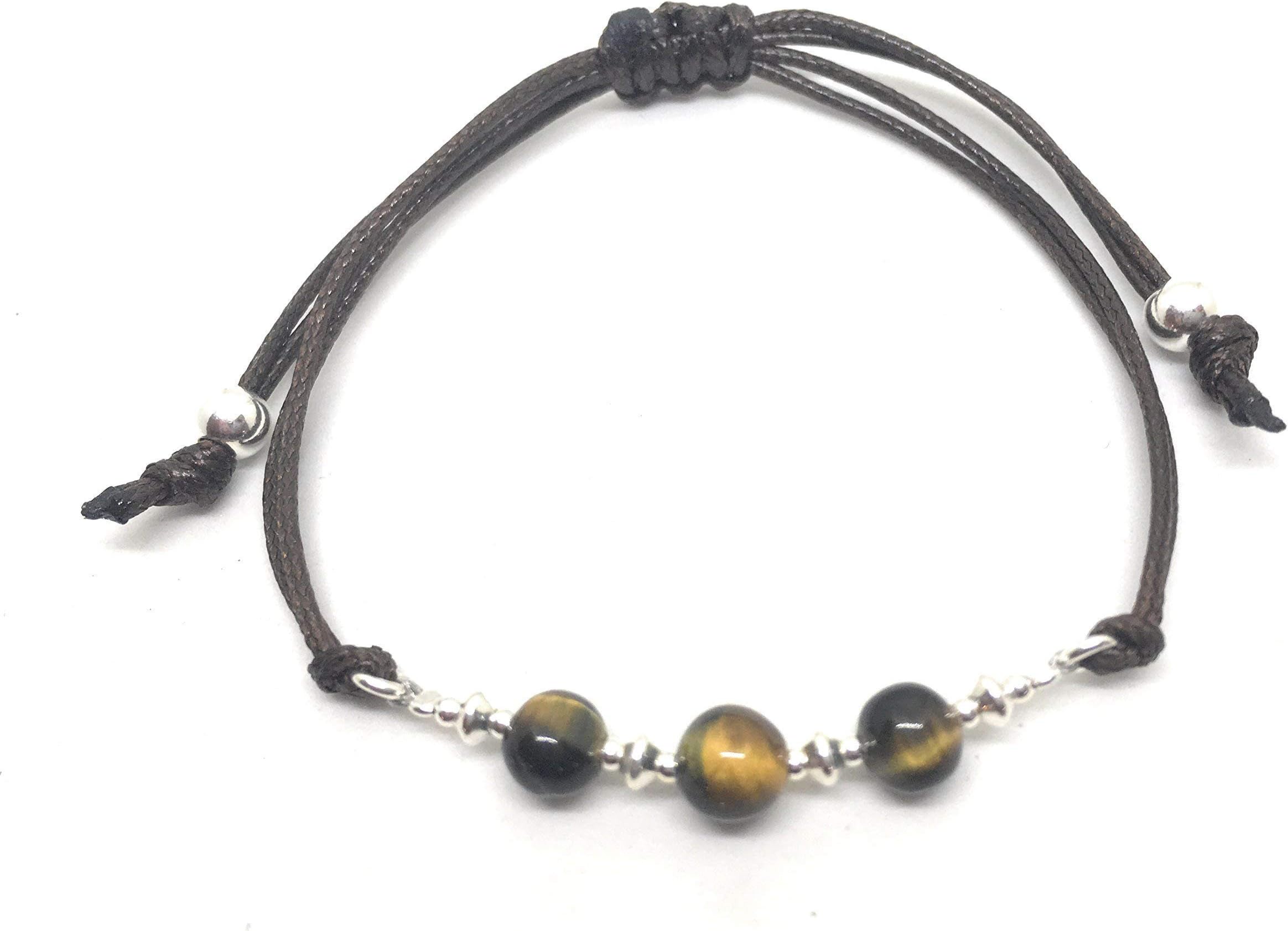 Energy Bracelet in Silver and Tiger's Eye, Faceted Beads of 6 mm, Unisex, Handmade by Nauta. Balance, Freedom, Luck