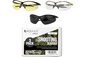 Aqulius 3pk Shooting Glasses - Safety Glasses - Eye Protection for Shooting Range, Tactical Shooting Goggles