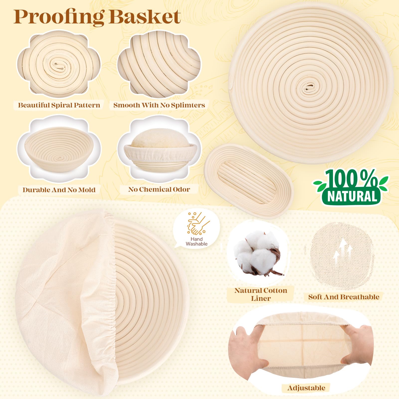 Sourdough Starter Kit, Sourdough Bread Baking Supplies, Bread Proofing Basket, Sourdough Kit for Modern Home and Kitchen, Sourdough Bread Basket, Sour Dough Kit Tools, Bread Making Tools Kit