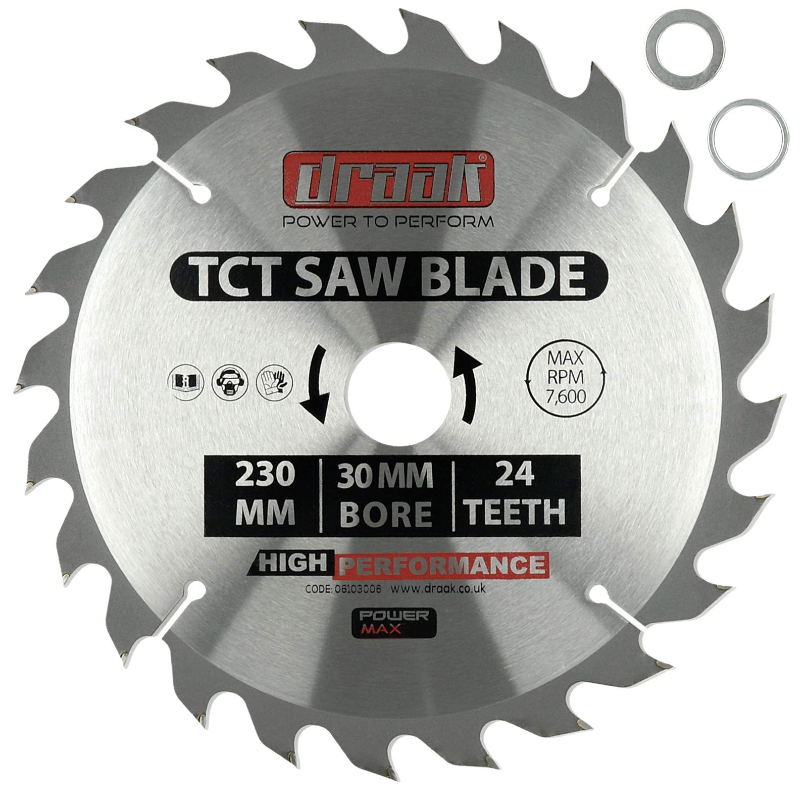 Draak TCT Circular Saw Blade Wood Cutter 230 x 30 x 24 Teeth Carbide for Wood Cutting Woodworking