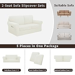 Easy-Going 5 Pieces Stretch Loveseat Cover Washable
