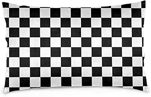 Black White Race Checkered Flag Girls Boys Pillowcases Pillows Covers Cases Bedroom Decor Decoration Rectangle Two Sides Printed 20x30 Inch Hotel,Cafe,Car,Sofa Throw Pillow Case Cushion Cover