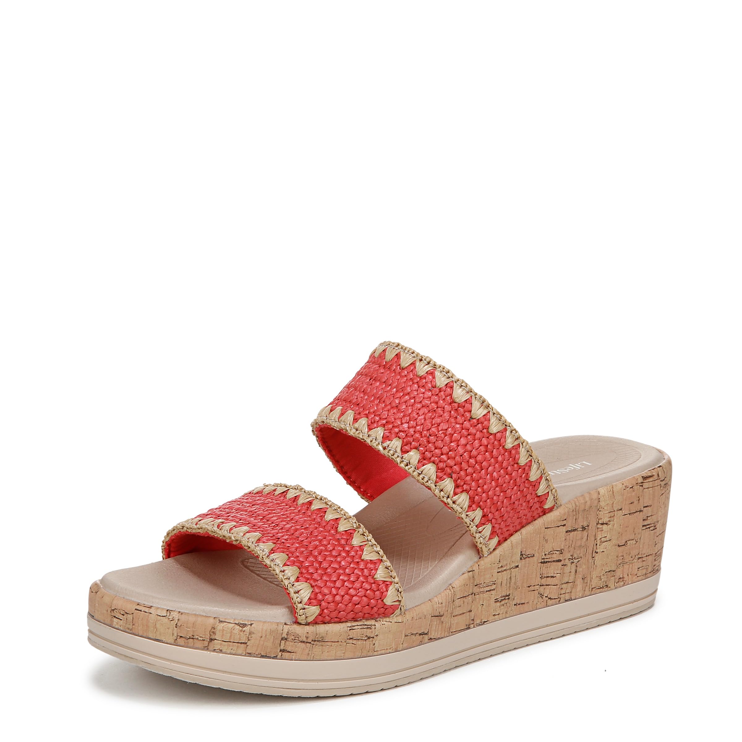 BZees Womens Resort Wedge Sandal Coral Beach 7.5 M