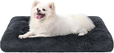 KSIIA Calming Dog Bed Medium Crate 76x52cm Fluffy Washable Mattress Shadow Grey