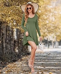 DEARCASE Women's T-Shirt Dress Army Green Medium