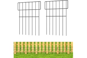 MIWEVRO 19 Panels Animal Barrier Fence, 20.6 Ft(L) X 17 in(H) No Dig Garden Decorative Fence Rustproof Garden Fence Border for Dog Rabbits Ground Stakes Defense and Outdoor Patio, T Shape
