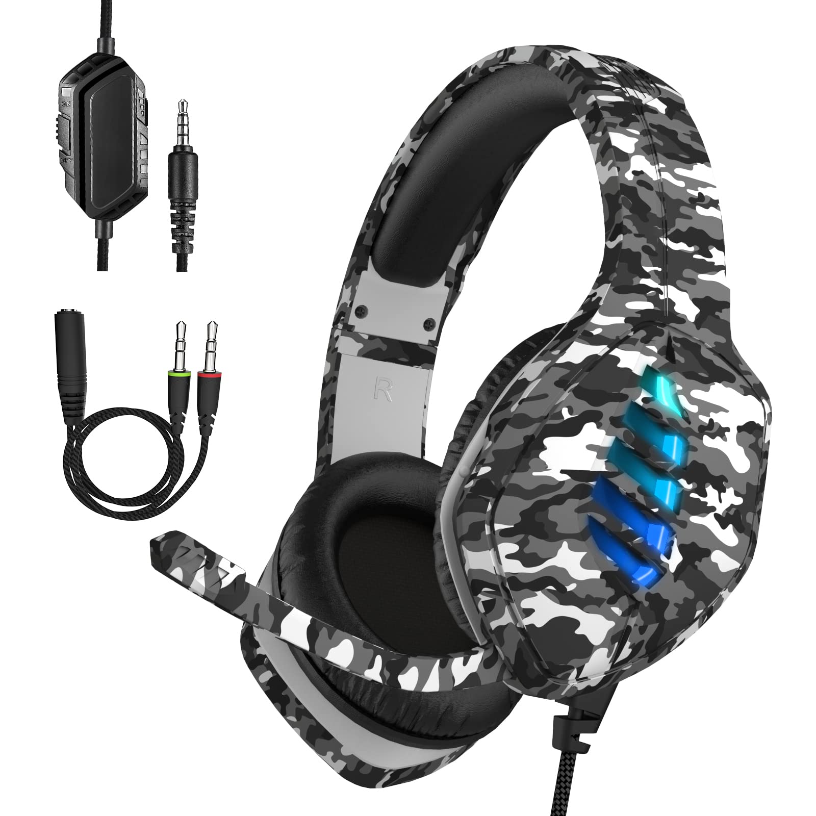 Photo 1 of targeal Gaming Headset with Microphone - for PC, PS4, PS5, Switch, Xbox One, Xbox Series X|S - 3.5mm Jack Gamer Headphone with Noise Canceling Mic (Camo Black)