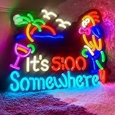 Jigsaw Puzzle IT'S 5:00 FIVE OCLOCK SOMEWHERE Neon Light Sign, Man Cave Men LED Light, Home Wall Signs Gifts, Decorations, Palm Tree, Beach, Sun, Tiki Bar, Garage, Accessories, Cart, Party, Bedroom, Led Sign, Lights
