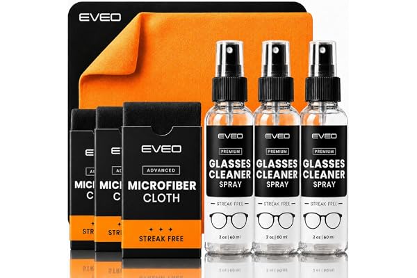 EVEO Glasses Cleaner Spray - (3 Pack) Eyeglass Cleaner (No Streaks)| Eye Glass Cleaners Spray Lens Cleaner Microfiber Cleanin