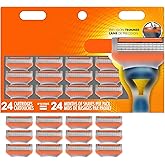 24Pcs Premium Razor Blades for Men compatible gillette fusion 5 blades refills -5-Layer Stainless Steel Refills Compatible with Fusion 5 Style Razors,Smooth Shaving Replacement Cartridges Value Pac
