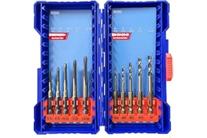 HIGHFIRE 22pc Hex Shank Drill and Tap Set for Metal - Impact Ready | Includes 6-32UNC to 1/2"-13UNC Thread Taps | Combination