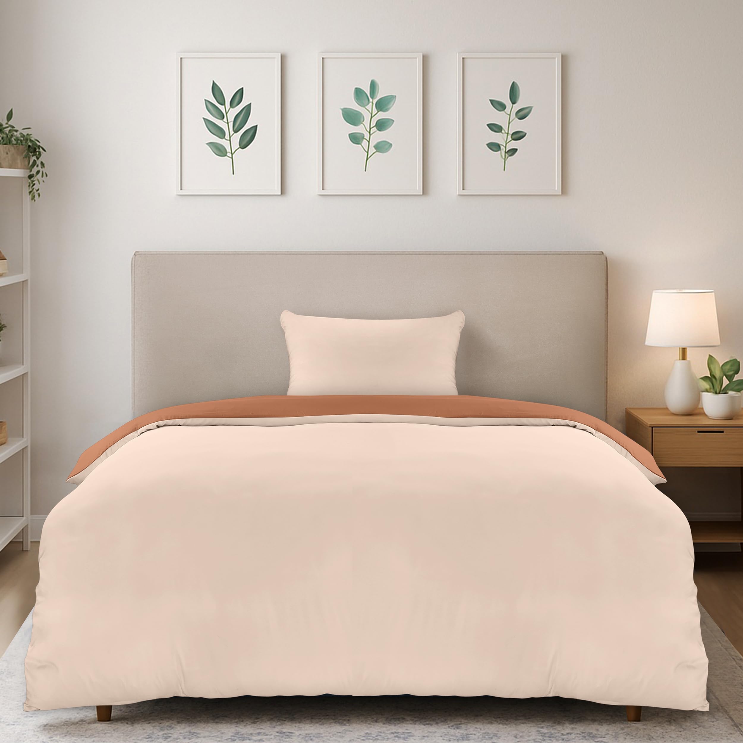 Utopia Bedding Single Duvet Cover Set - Soft Microfibre Polyester Duvet Cover with Pillow case - Bedding Quilt Cover Set (Tan/Off White) โ image 1