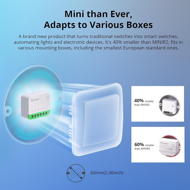Matter Interruptor WiFi Inteligente, DIY Rele WiFi, Funciona con Apple Home, Alexa, Google Home, 4 PACK, Requiere Neutral