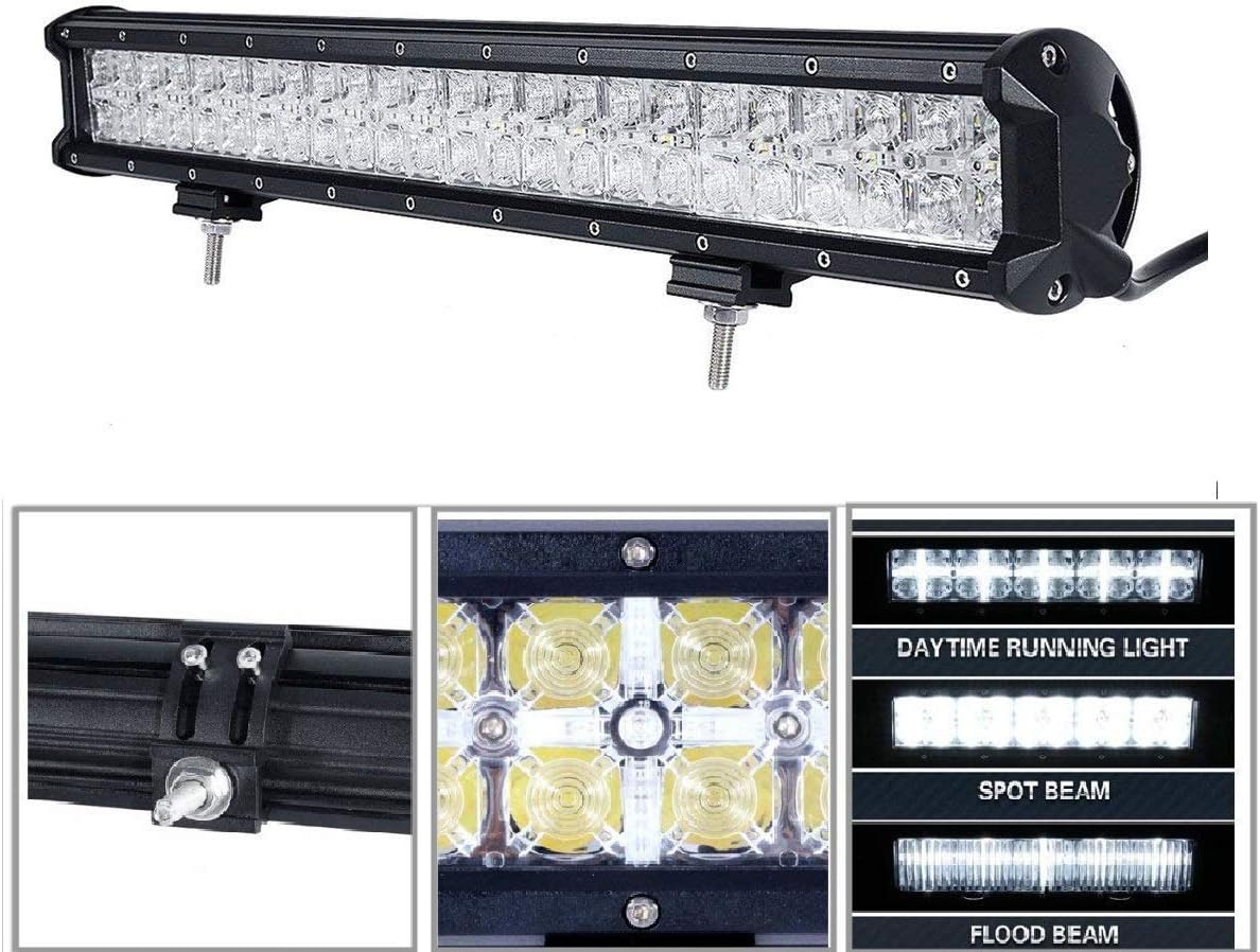 7D LED Light Bar, POWLAB 12 Inch LED Light Bar, 14" 120W 7D Straight Light Bar Combo with Cross DRL, Daytime Running Light Waterproof Driving Off-road Light Bar for Jeep, Trucks, Boat, SUV, 4WD