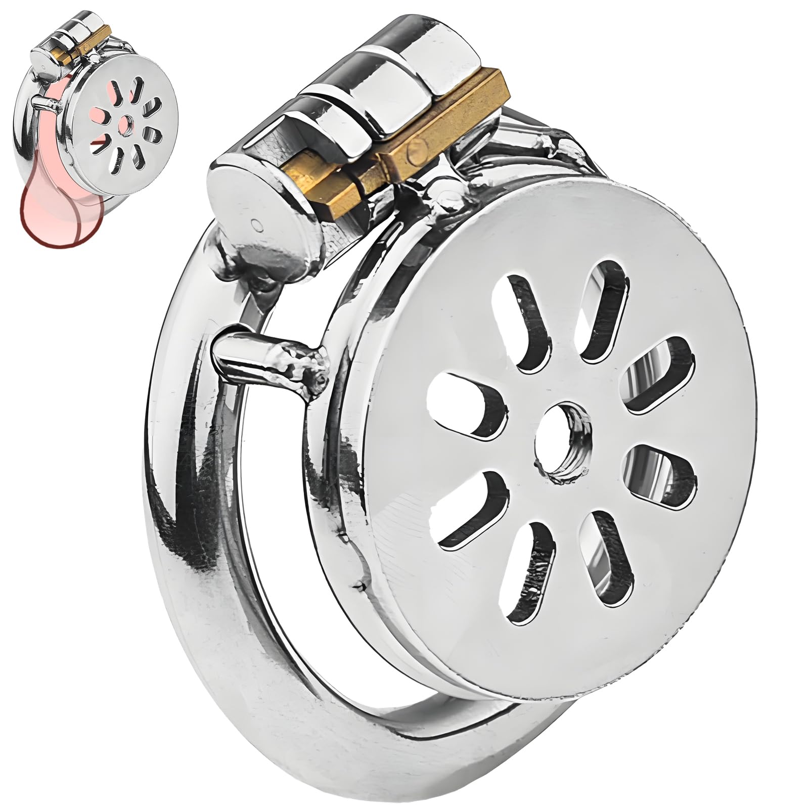 Steel Stainless Chastity Lock Inverted Chastity Cage Male Cage Chastity Device Beginner Cage Prevent Erection Bondage for Men(55mm)