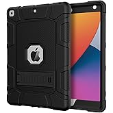 Azzsy Case for iPad 9th Generation/iPad 8th Generation/iPad 7th Generation (10.2 Inch, 2021/2020/2019 Model), Slim Heavy Duty Shockproof Rugged Protective Case for iPad 10.2 inch, Black