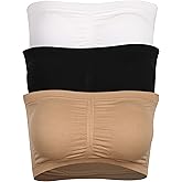 BINACL Women's Bandeau Bralette, Summer Strapless Removable Padded Seamless Basic Layer Tube Top Bra 2/3 Packs