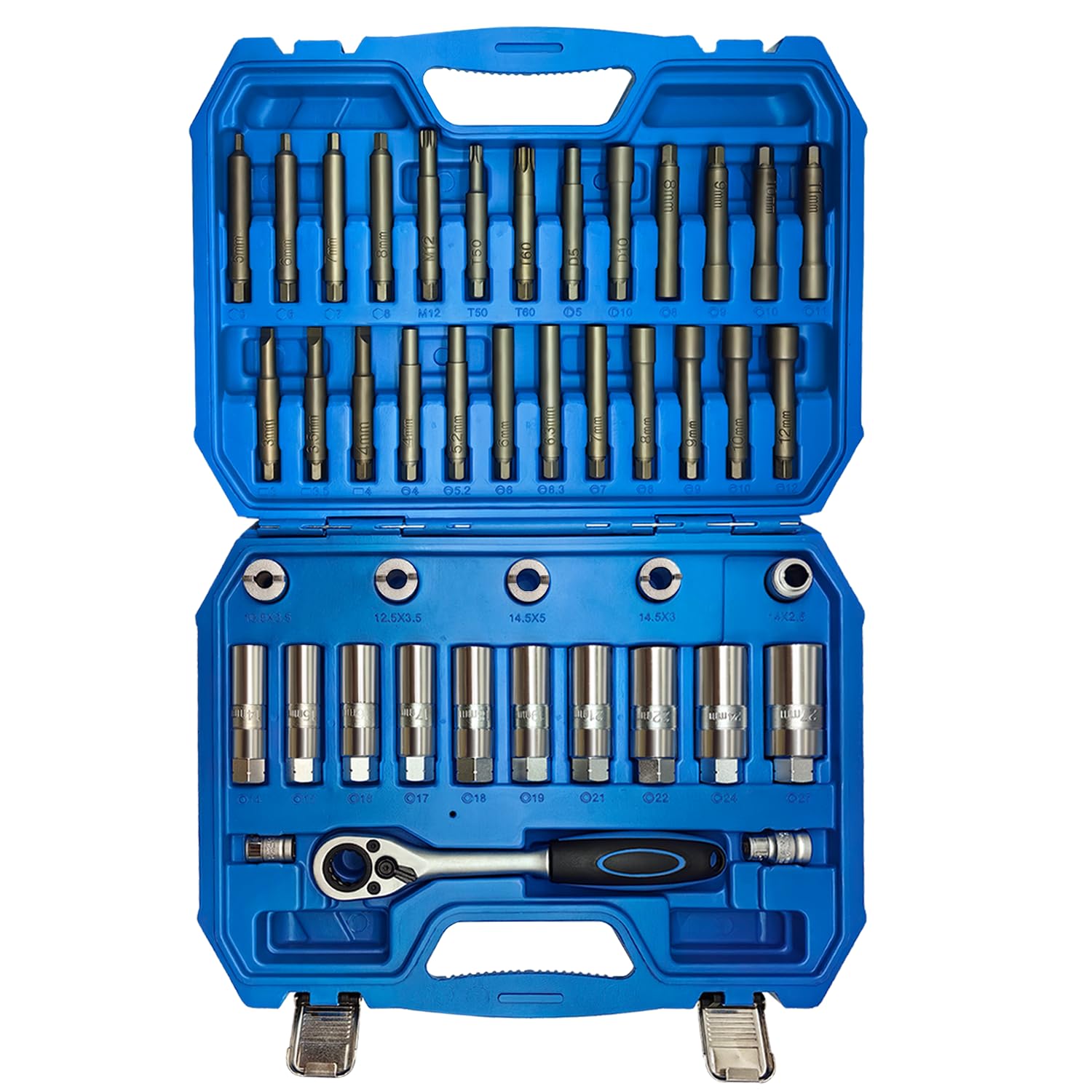 Photo 1 of JEUCLEL 43PCS Suspension Shock Absorber Strut Nut Removal Tool Socket Set, 1/2 inch Steering Hub Shock Absorber Ratchet and Wrench Set, Shock Strut Installation Removal Tool Kit for All Vehicles