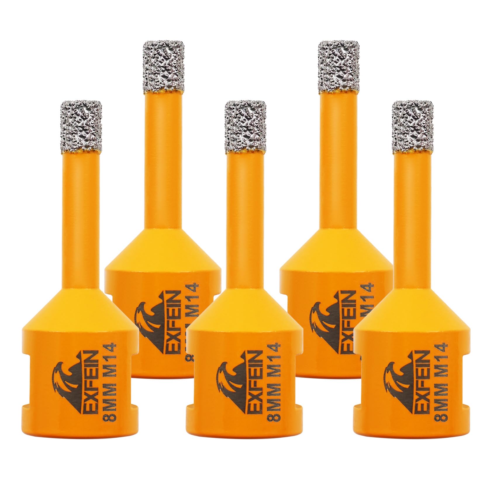 EXFEIN Diamond Tile Drill Bit - 5pcs 8mm Diamond Hole Saw for Drilling Ceramic Porcelain Tile Marble Brick Granite M14 Thread Dry Core Drill Bit