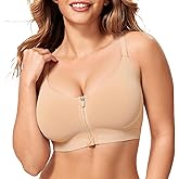 CYDREAM Womens Zip Front Closure Bra Wireless Support Comfort Full Coverage Back Smoothing No Underwire Bralettes