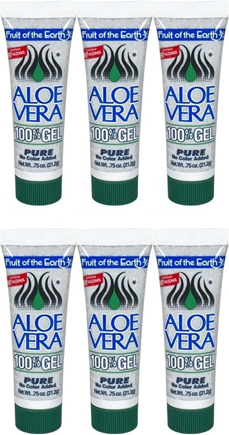 Fruit of the Earth Aloe Vera Gel Tube 0.75 Oz Travel Size (Pack of 6)