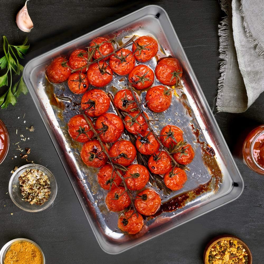 HaWare Baking Tray Set of 3, 18/0 Stainless Steel Baking Pans, Toaster Oven Tray, Cookie Sheet, Non Toxic & Healthy - Image 5