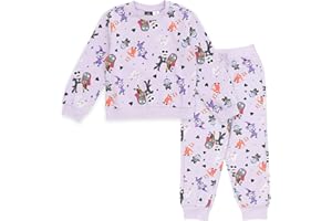 Disney Girls Fleece Sweatshirt and Jogger Pants Outfit Set Newborn to Big Kid Sizes (Newborn - 14-16)