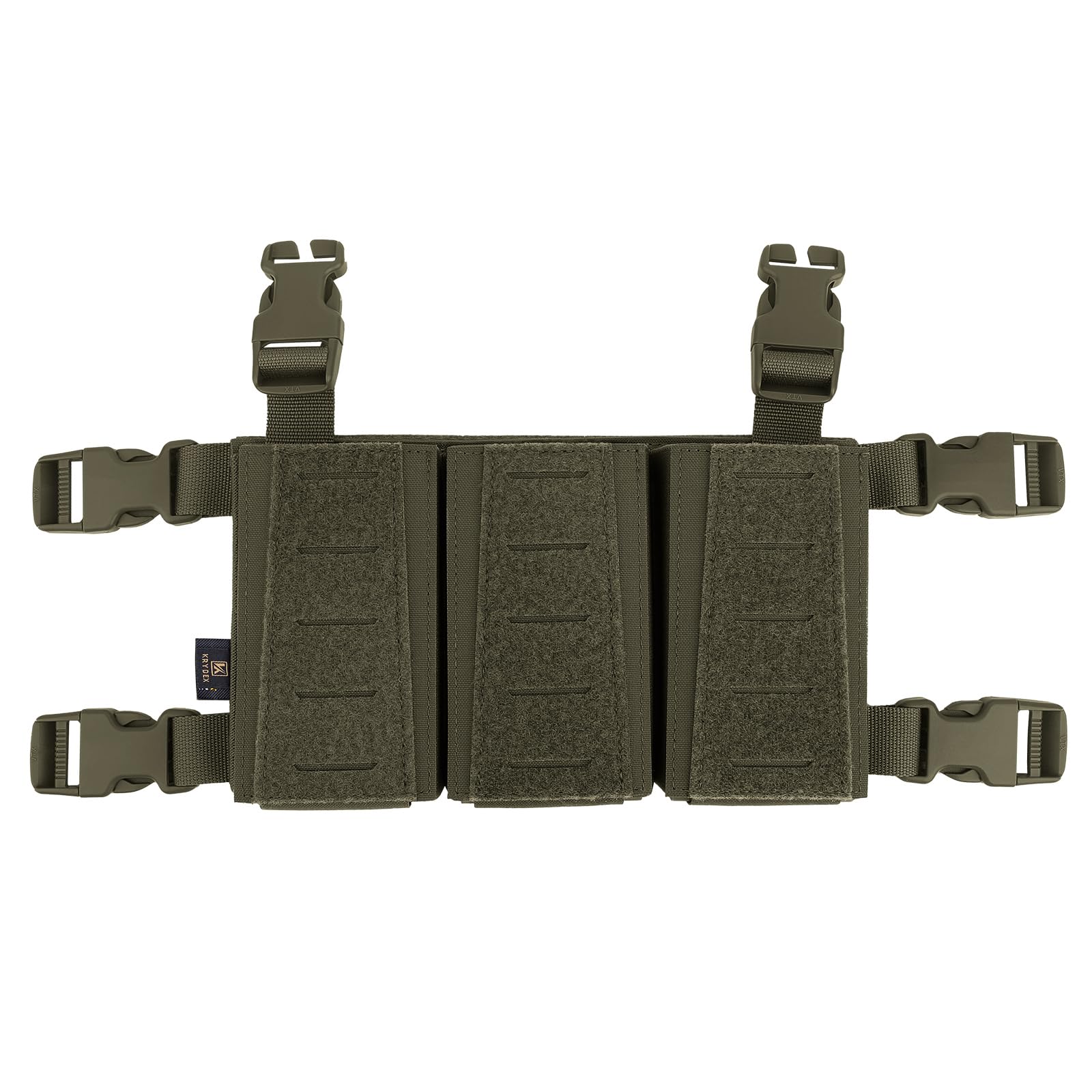 KRYDEX GEAR Tactical Triple Magazine Pouch, Placard .223 5.56 Mag Pouch Panel with Insert Holder (Ranger Green)