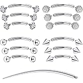 Prjndjw Internally Threaded Eyebrow Piercing Jewelry Surgical Steel Curved Barbell Tiny Eyebrow Ring Vertical Labret Lip Jewelry Ear Rook Earrings for Women Men 20g 16g 6mm/8mm/10mm Gold