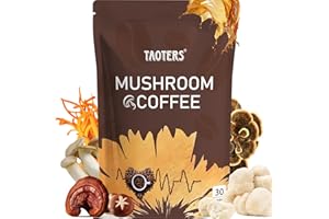 TAOTERS Mushroom Coffee | Enhanced Focus, Boosted Immunity, Improved Energy | 6 Adaptogenic Mushrooms: Cordyceps, Reishi, King Trumpet, Shiitake, Lion's Mane & Turkey Tail | 30 Servings