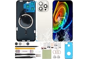 ReuWeu Back Glass Replacement Compatible with iPhone 15 Pro Max All Carriers 6.7" + Pre-Installed Plate and Camera Frame + Professional Tools (White)