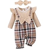 FOCUTEBB Baby Girl Clothes Fall Winter Outfits Ruffles Plaid Romper Long Sleeve Bodysuit One Piece Jumpsuit 0-18 Months